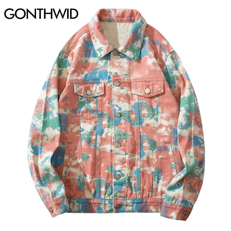 Camouflage Tie Dye Denim Jacket