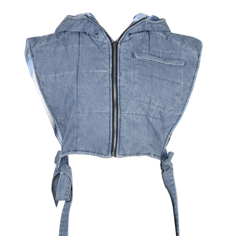 Hooded Denim Vest Jacket