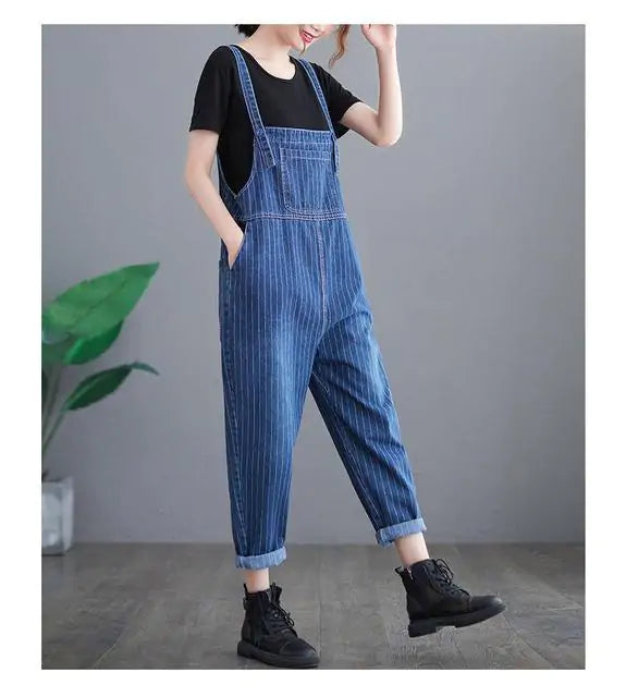 Art Stitching Denim Overalls