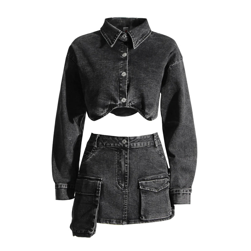 Slim Waist Short Denim Coat