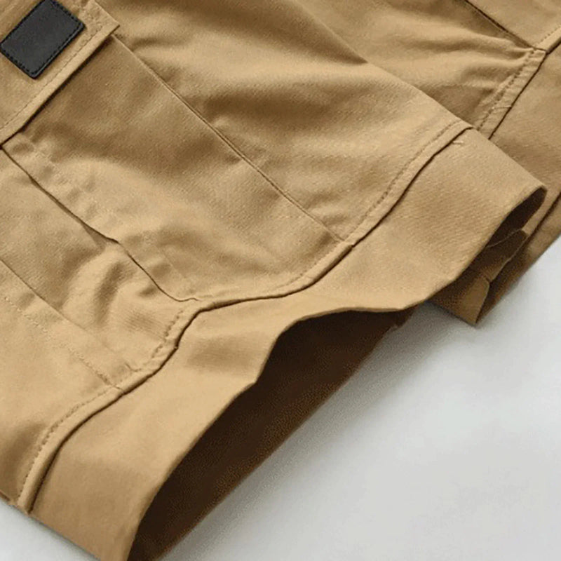 Men Casual Chino Cargo Shorts Elastic Waist Drawstring 6 Pockets