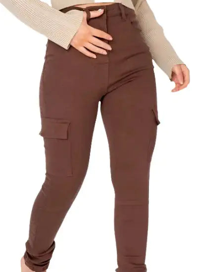 Brown Pocket Detail Cargo Utility Trousers