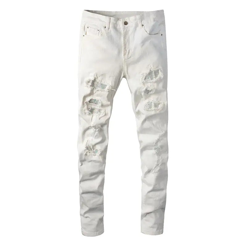 Ripped Stretch Denim Pants