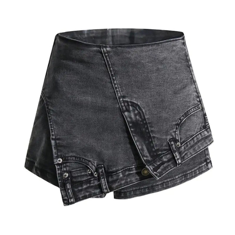 Asymmetrical Denim Mini Skirt