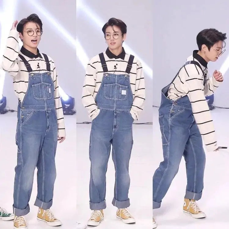 K-Pop Faded Denim Overall