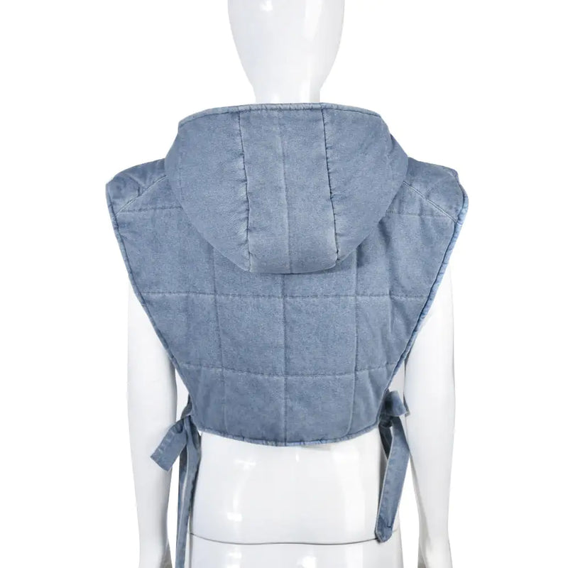 Hooded Denim Vest Jacket